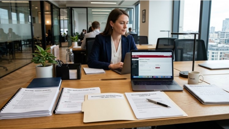 MBA applicant preparing documents to brief recommender for MBA letter of recommendation