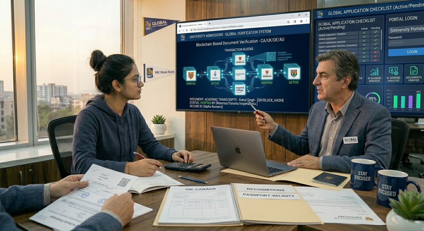 study abroad consultancy support for blockchain degree verification and international admissions in 2026