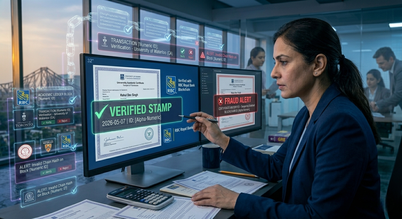 fake degree certificate detection through blockchain verification for Indian students studying abroad