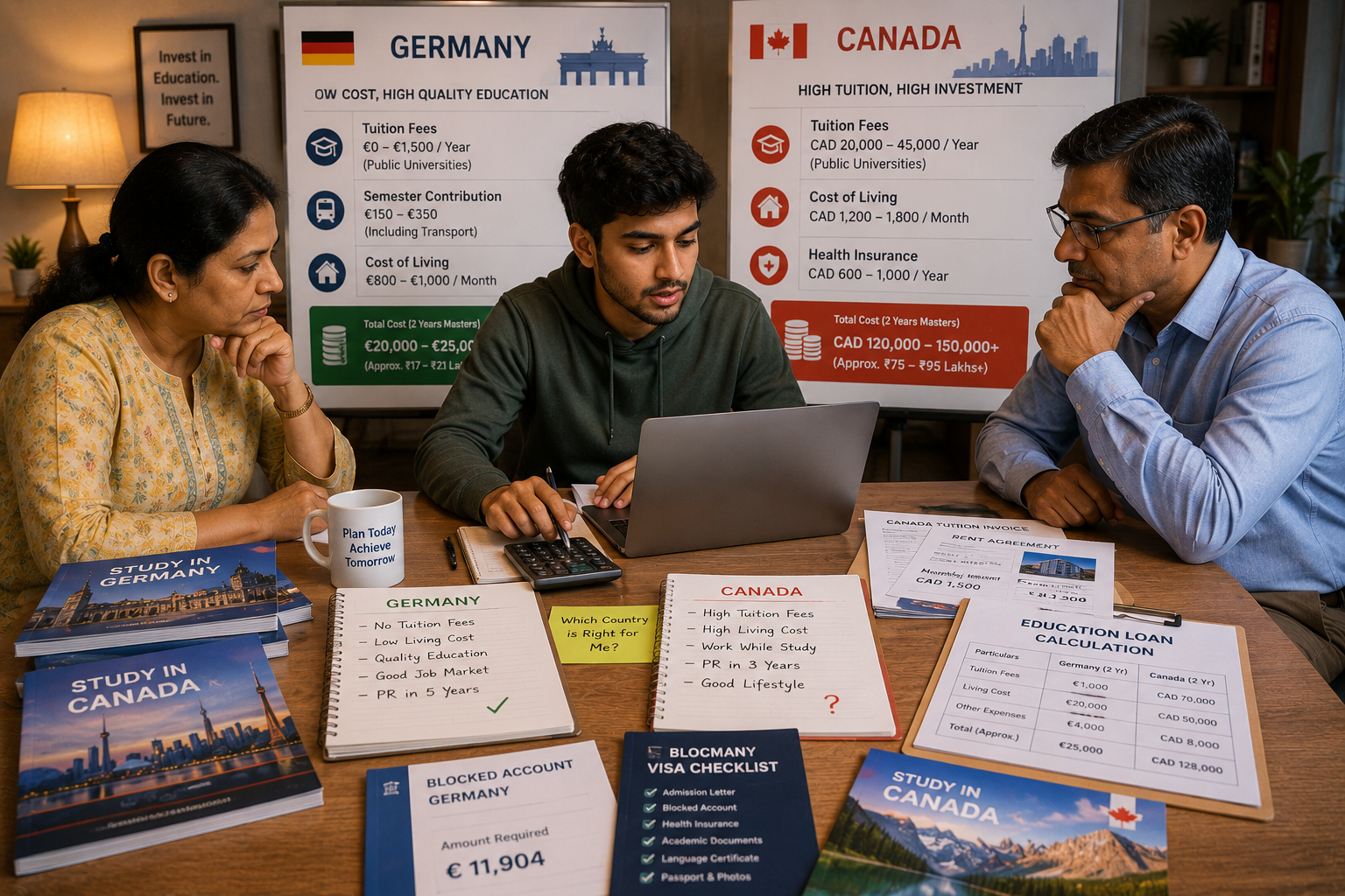 Indian student comparing Germany free tuition and Canada education costs for studying abroad in 2026.
