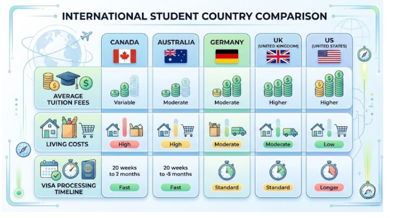 Study abroad funding comparison by country for Indian families